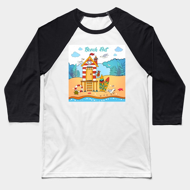 Minimal Beach Design Baseball T-Shirt by hldesign